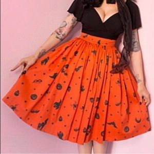 NWOT micheline pitt Ben cooper orange Halloween print skirt